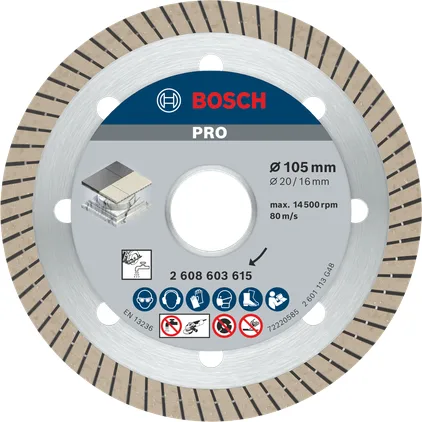 Turbo Tile Cutting Disc — 16/20 mm Bore