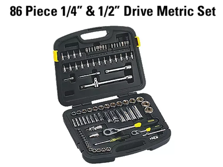 86PC 1/4 & 1/2 SQ.DR. Socket Set-6PT Met
