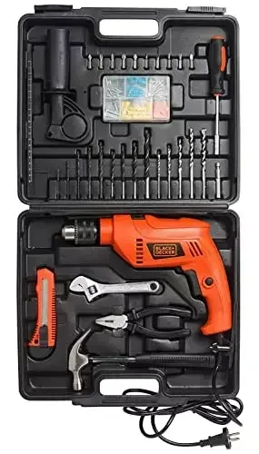 BLACK+DECKER HD555KMPR 13mm 550W Hammer Drill with Kit 100 Accessories