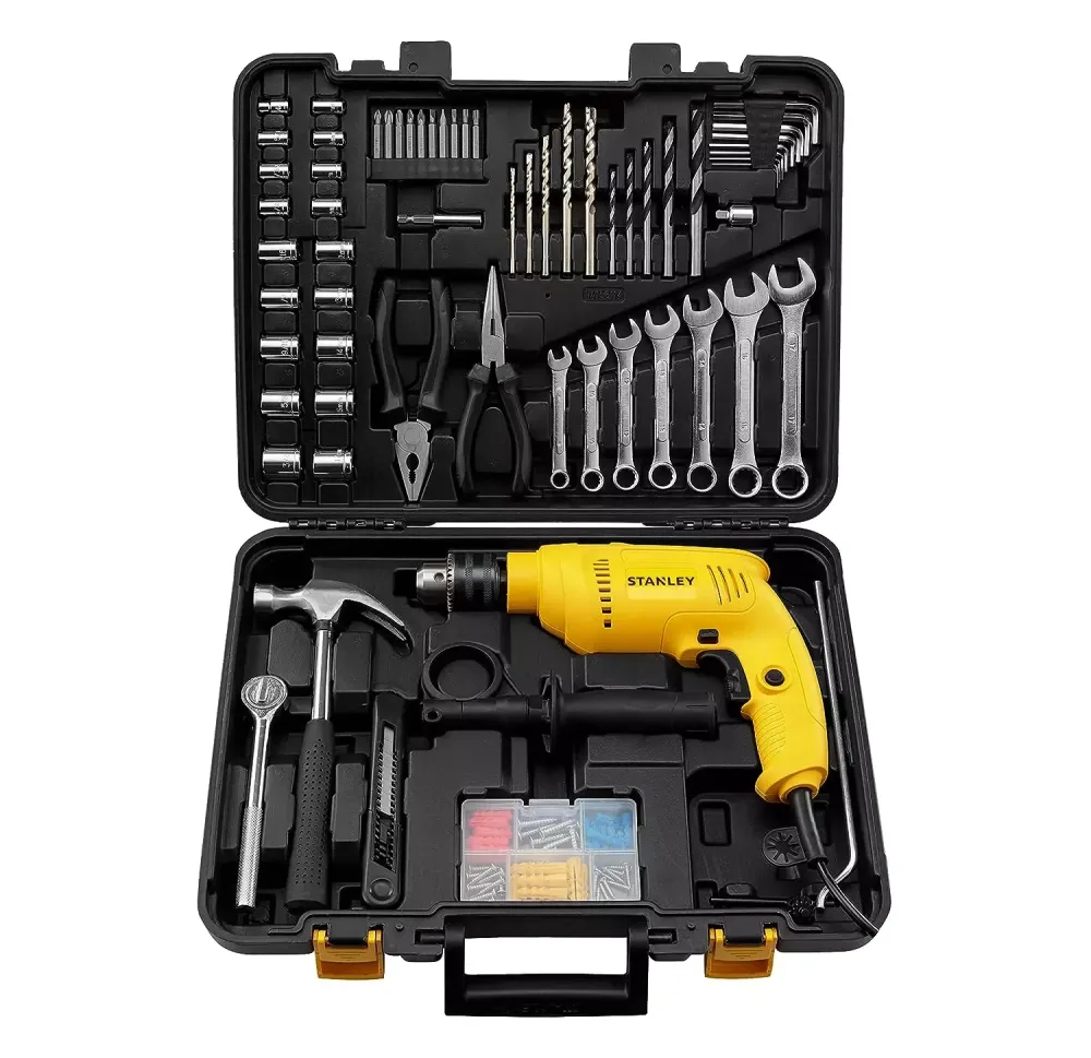 STANLEY SDH600KM 600W 13mm Percussion Drill Mechanic Kit with 120+ Pcs Hand tools and Accessories